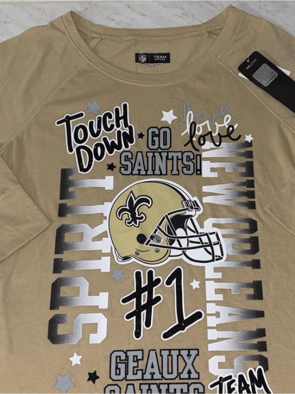 NFL Kids' Saints Tan Long Sleeve Graphic Tee